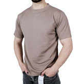 تیشرت آستین کوتاه ساده قهوه ای کالباسی طرح بیسکویتی