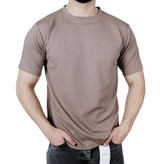 تیشرت آستین کوتاه ساده قهوه ای کالباسی طرح بیسکویتی