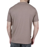 قیمت تیشرت آستین کوتاه ساده قهوه ای کالباسی طرح بیسکویتی