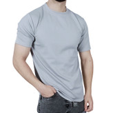 خرید تیشرت آستین کوتاه مردانه ساده طوسی کمرنگ طرح بیسکویتی