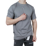 خرید تیشرت آستین کوتاه ساده طوسی تیره طرح بیسکویتی