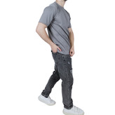 تن خور تیشرت آستین کوتاه ساده طوسی تیره طرح بیسکویتی