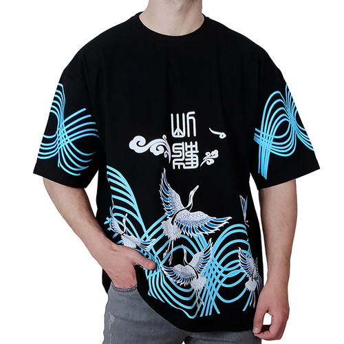 خرید تیشرت آستین کوتاه مردانه مشکی طرح مرغابی