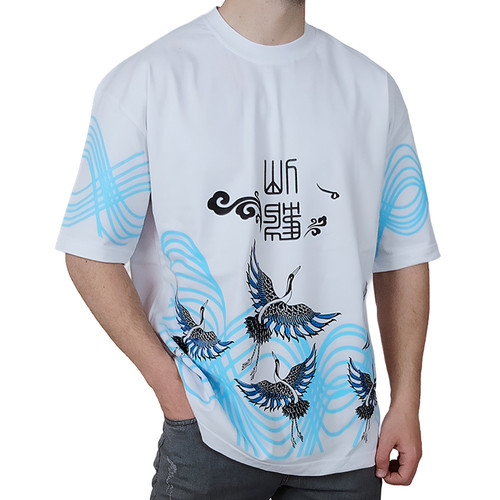 خرید تیشرت آستین کوتاه مردانه سفید طرح مرغابی