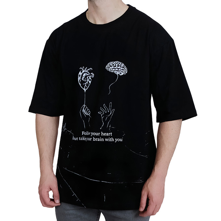 تیشرت طرح قلب و مغز