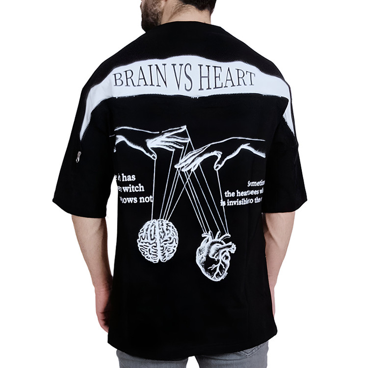 راهنمای خرید تیشرت آستین کوتاه مردانه مشکی طرح قلب و مغز