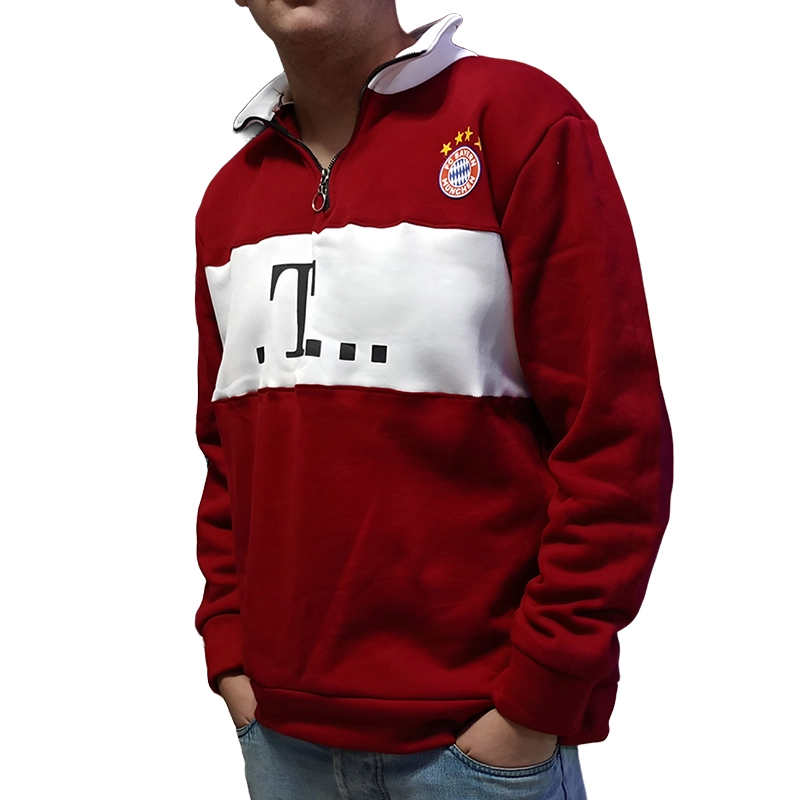 دورس مردانه سفید قرمز نیم زیپ طرح بایر مونیخ