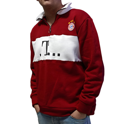 دورس مردانه سفید قرمز نیم زیپ طرح بایر مونیخ