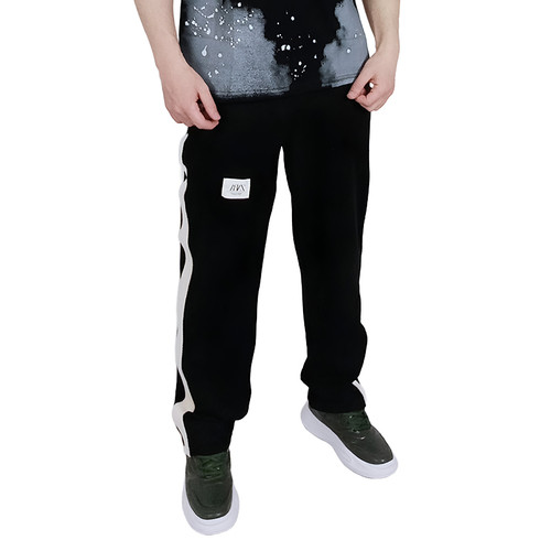 خرید شلوار اسلش بگ مردانه مشکی طرح لبه نواری