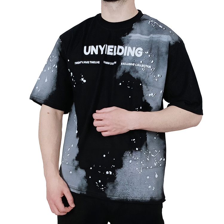 تیشرت طرحدار مشکی آبرنگ کاری شده|خرید از وایت رز