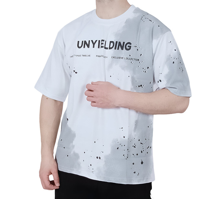 تیشرت آستین کوتاه مردانه سفید طرح آبرنگ | خرید زیر قیمت بازار | خرید تیشرت از خلخال