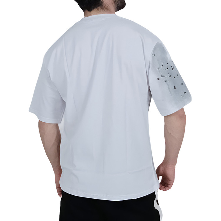 تیشرت آستین کوتاه مردانه سفید طرح آبرنگ