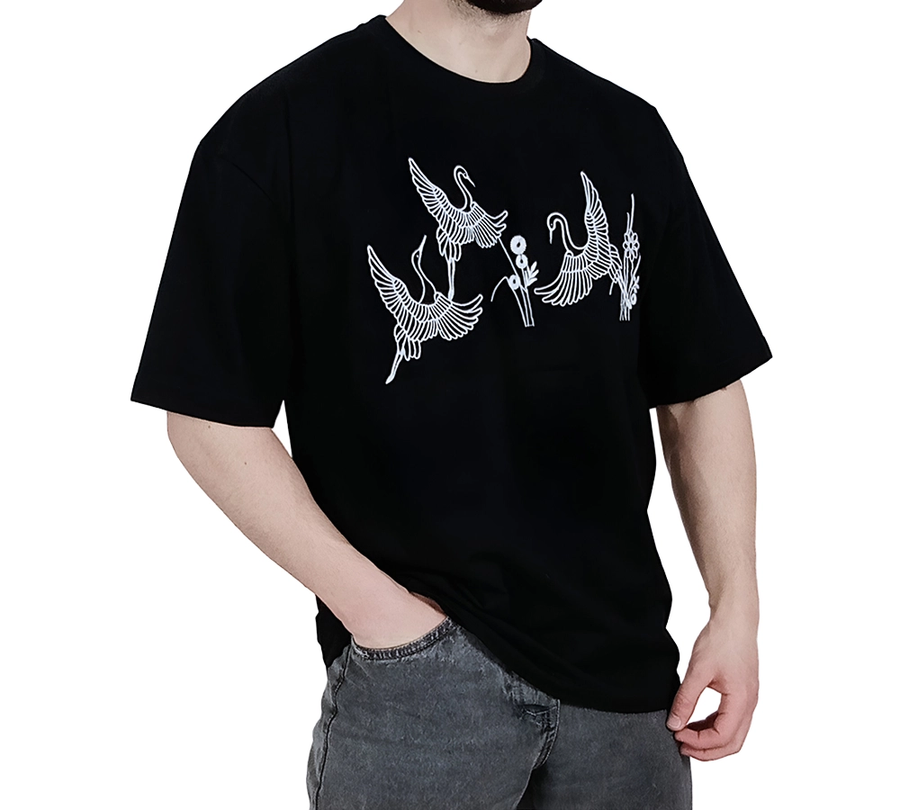 خرید تیشرت آستین کوتاه مردانه مشکی طرح مرغابی | خرید از وایت رز | خرید زیر قیمت بازار