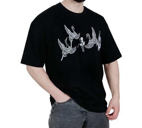 خرید تیشرت آستین کوتاه مردانه مشکی طرح مرغابی | خرید از وایت رز | خرید زیر قیمت بازار