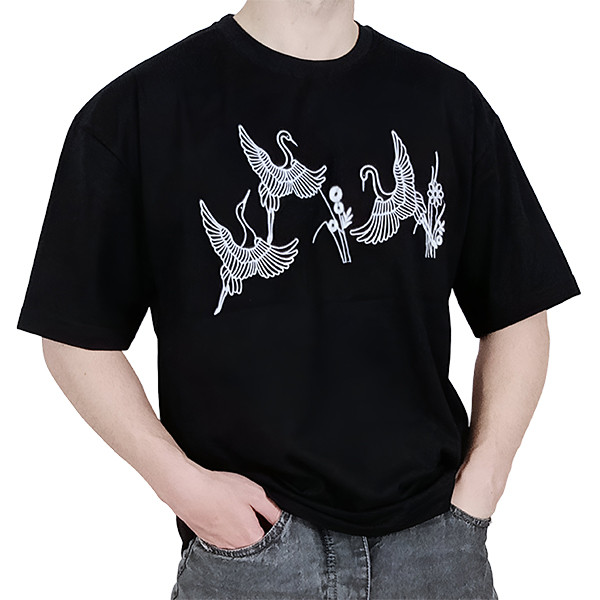 مشخصات تیشرت آستین کوتاه مردانه مشکی طرح مرغابی