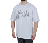 خرید تیشرت آستین کوتاه مردانه سفید طرح مرغابی | خرید با بهترین قیمت از وایت رز