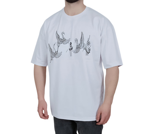 خرید تیشرت آستین کوتاه مردانه سفید طرح مرغابی | خرید با بهترین قیمت از وایت رز