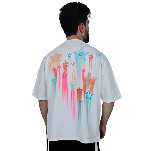 خرید تیشرت آستین کوتاه سفید طرح ستاره | خرید از وایت رز