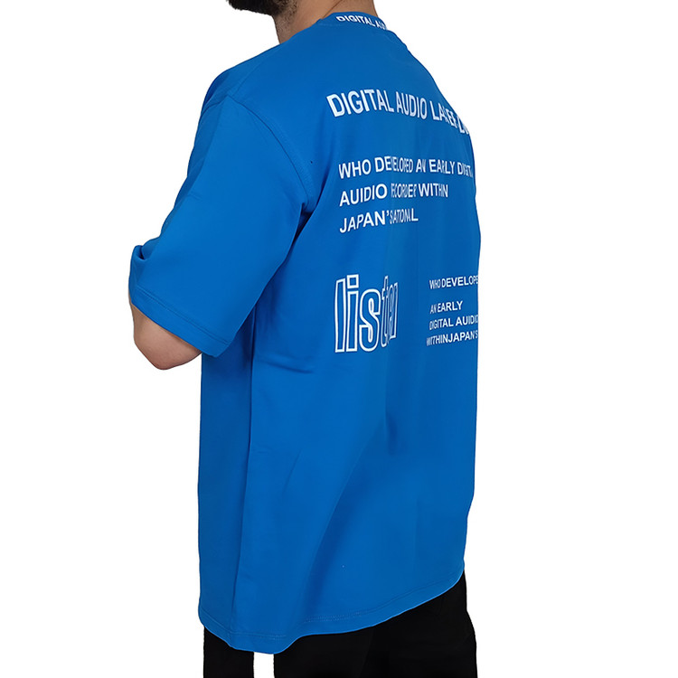 خرید تیشرت آستین کوتاه مردانه آبی طرح نوشته دار | خرید تیشرت پارچه دورس