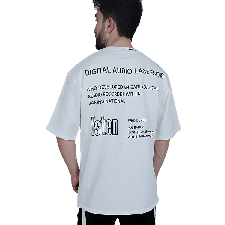 خرید تیشرت آستین کوتاه مردانه سفید طرح نوشته دار