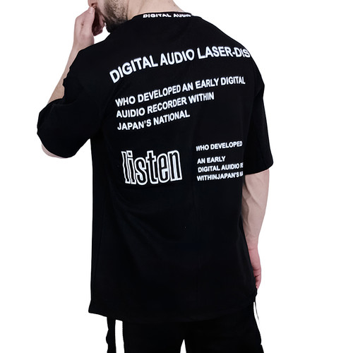 خرید تیشرت آستین کوتاه مردانه مشکی طرح نوشته دار