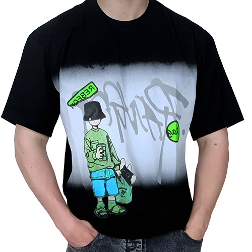 خرید تیشرت آستین کوتاه مردانه مشکی طرح چاپ