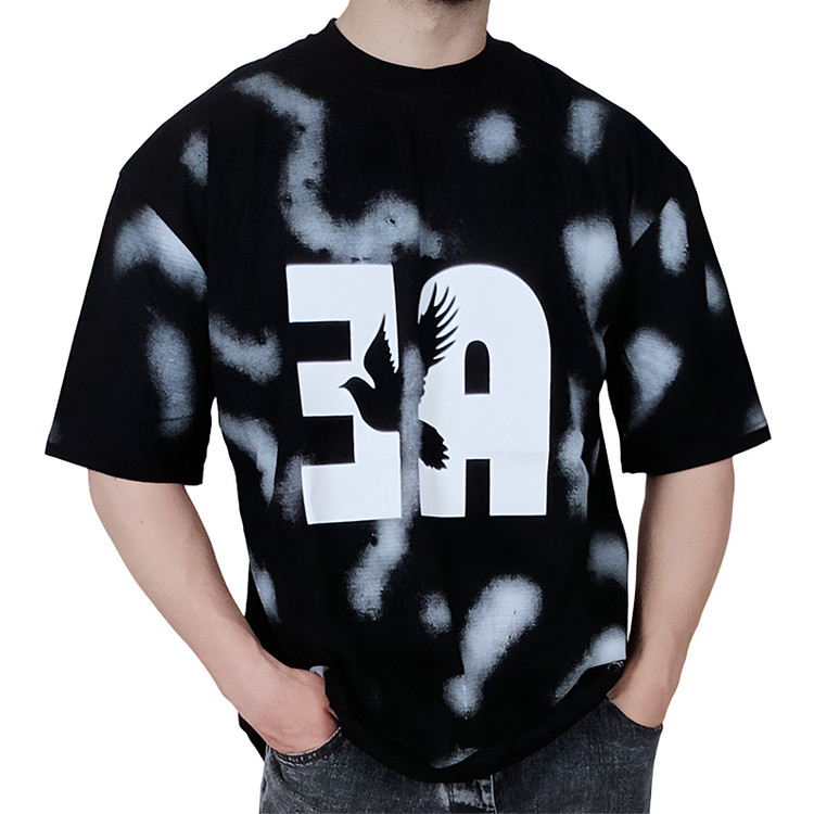 خرید تیشرت آستین کوتاه مردانه مشکی طرح پرنده