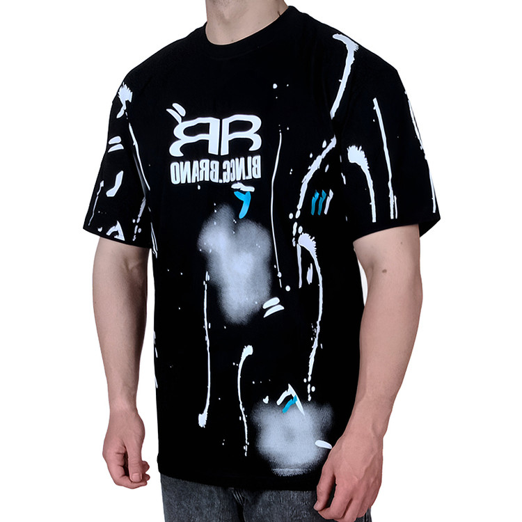 تیشرت آستین کوتاه مردانه مشکی طرح آبرنگی | خرید اقساطی لباس مردانه