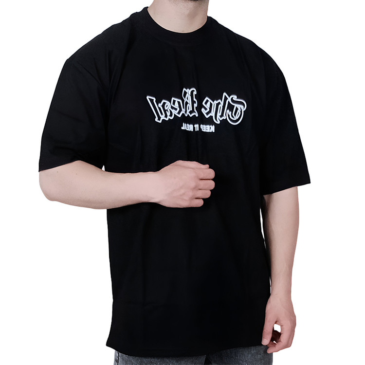 تیشرت آستین کوتاه مردانه مشکی طرح مارمولک