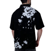 قیمت تیشرت آستین کوتاه نیم زیپ مردانه مشکی طرح گل