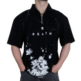 راهنمای تیشرت آستین کوتاه نیم زیپ مردانه مشکی طرح گل