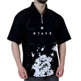 راهمای خرید تیشرت آستین کوتاه نیم زیپ مردانه مشکی طرح گل