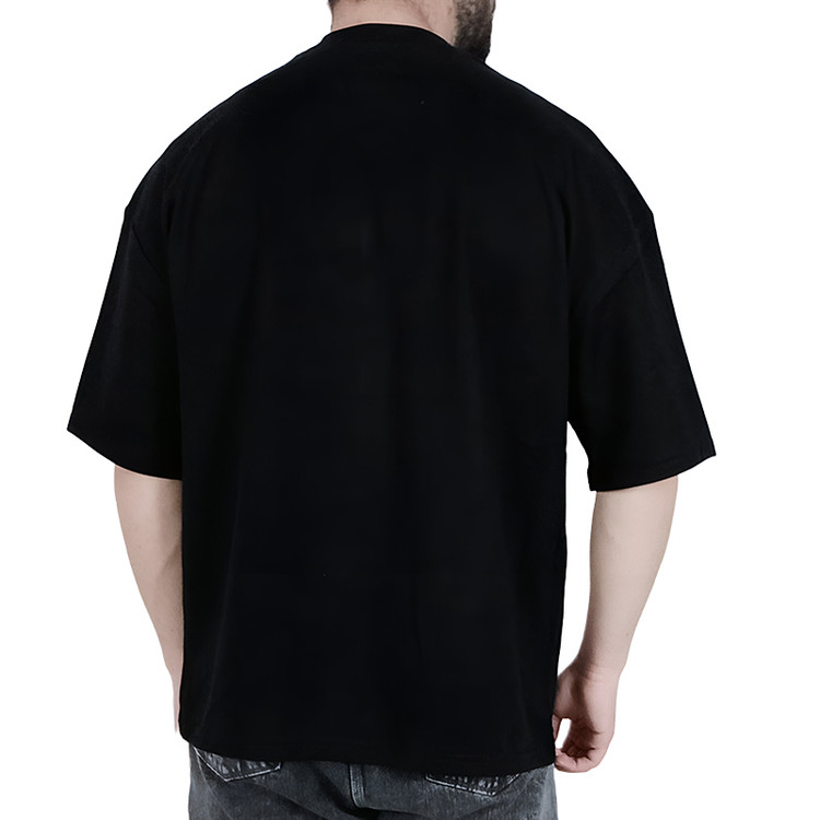 تیشرت ساده آستین کوتاه مردانه مشکی مدل قواره باکسی