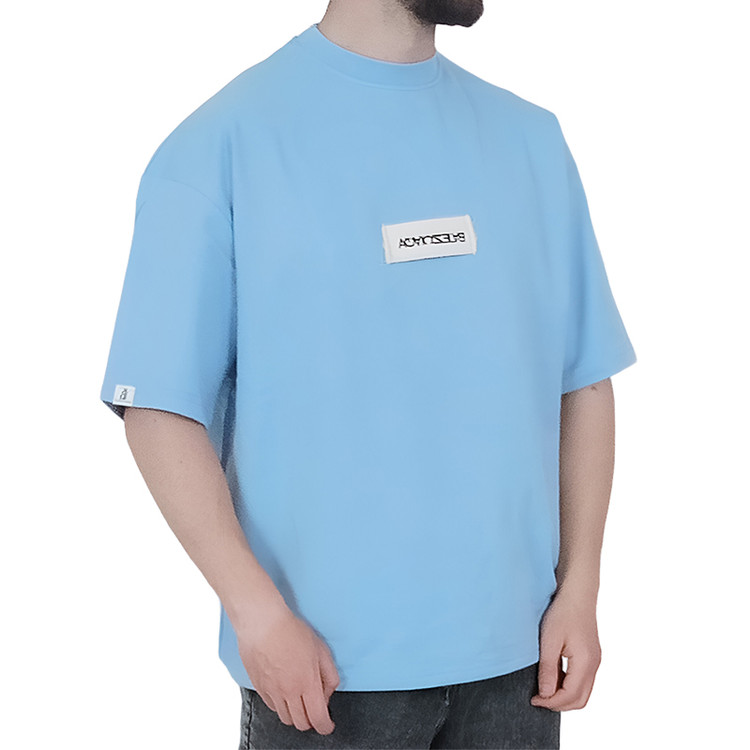 خرید تیشرت ساده آستین کوتاه مردانه آبی مدل قواره باکسی
