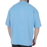 تیشرت ساده آستین کوتاه مردانه آبی مدل قواره باکسی
