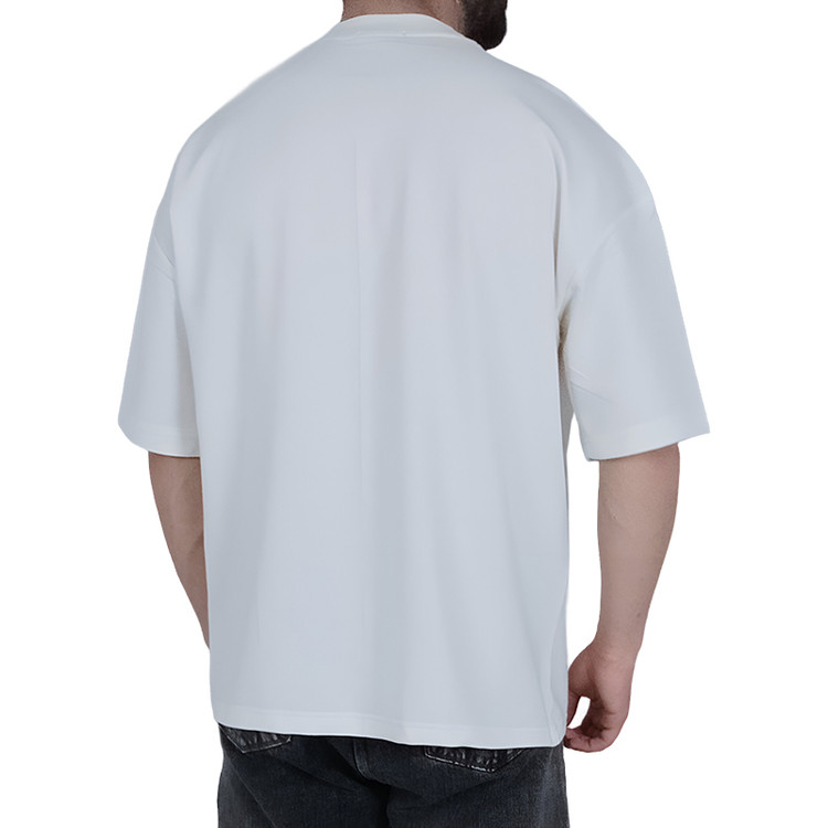 تیشرت ساده آستین کوتاه مردانه سفید مدل قواره باکسی