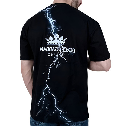 خرید تیشرت آستین کوتاه مردانه مشکی طرح صاعقه