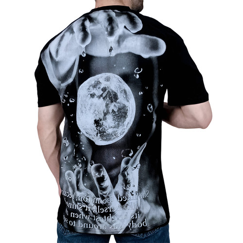 تیشرت آستین کوتاه مردانه مشکی طرح ماه