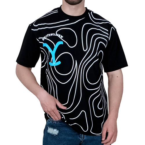 خرید تیشرت آستین کوتاه مردانه مشکی طرح مارپیچ