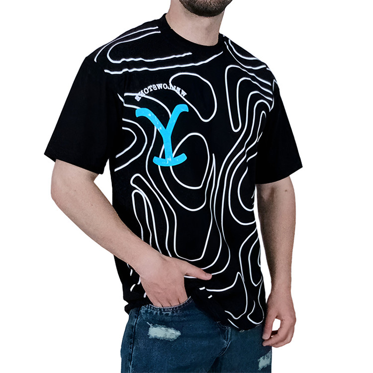تیشرت آستین کوتاه مردانه مشکی طرح مارپیچ | خرید انواع تیشرت از وایت رز