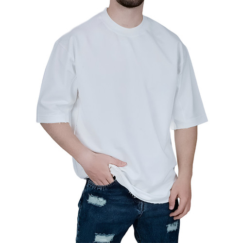 خرید تیشرت ساده آستین کوتاه دو نخ سفید کد 1