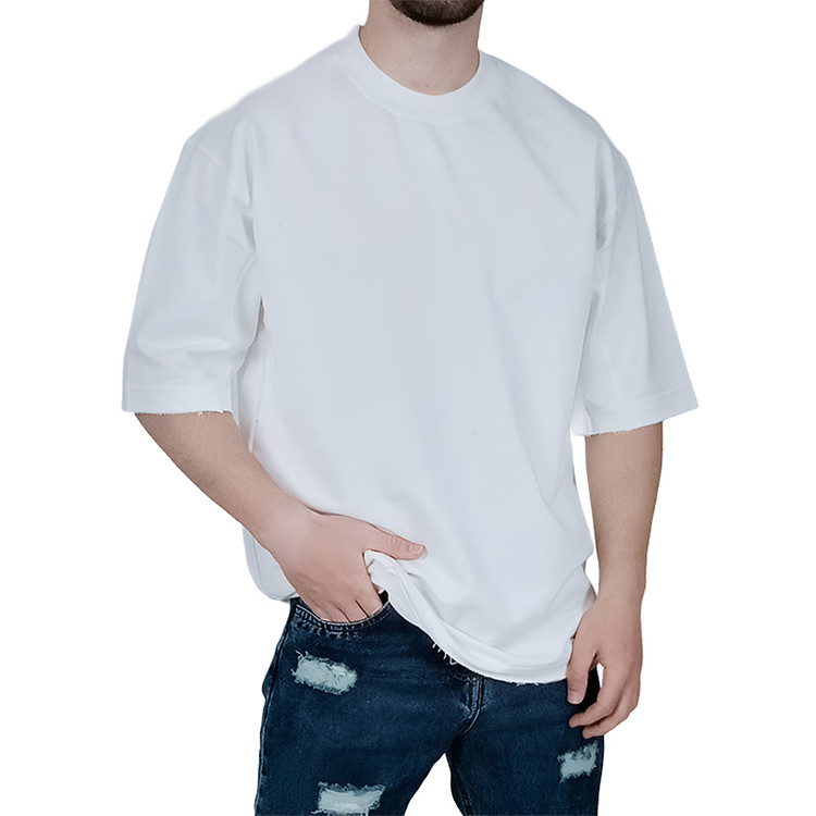 خرید تیشرت ساده آستین کوتاه دو نخ سفید کد 1