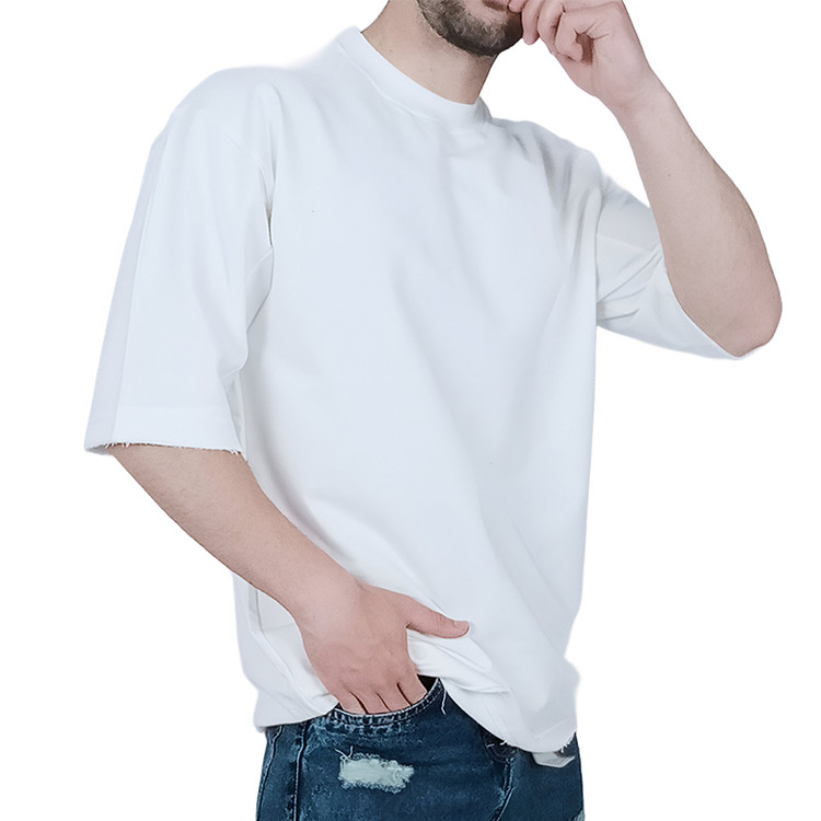 تیشرت دو نخ ساده سفید زیر قیمت بازار