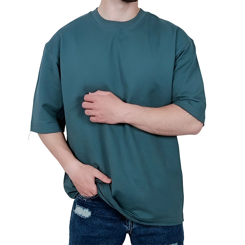 خرید تیشرت ساده آستین کوتاه دو نخ سبز کمرنگ کد 1