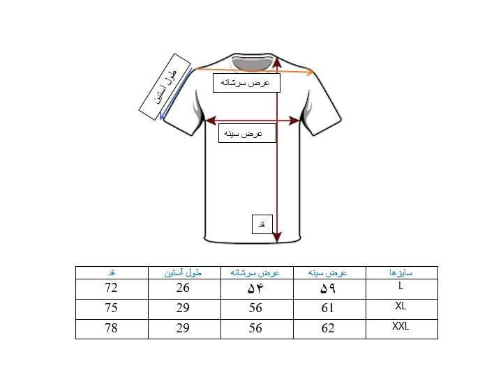 راهنمای سایز بندی تیشرت ماکان