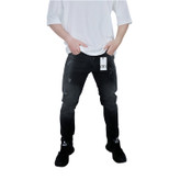 شلوار جین مردانه مشکی زغالی مام فیت طرح زاپ | خرید از وایت رز