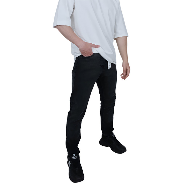 شلوار جین مردانه زغالی مام فیت طرح ساده