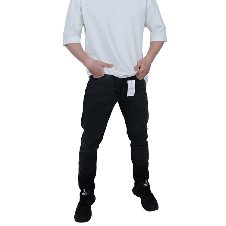 خرید شلوار جین مردانه زغالی مام فیت طرح ساده