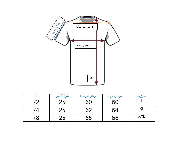 راهنمای سایز بندی تیشرت lv