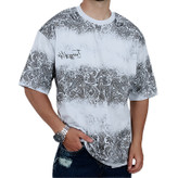 خرید تیشرت آستین کوتاه مردانه باکسی سفید طرح دو رنگ